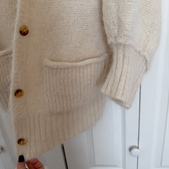Cream Oversized Knit Cardigan – Cozy Chunky Sweater - Picture 2 of 8
